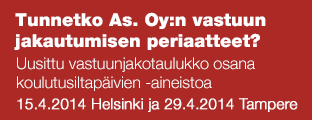 Tunnetko asunto-osakeyhtiön  vastuun jakautumisen periaatteet? Uusittu vastuunjakotaulukko osana koulutusiltapäivien -aineistoa
