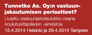 Tunnetko asunto-osakeyhtiön  vastuun jakautumisen periaatteet? Uusittu vastuunjakotaulukko osana koulutusiltapäivien -aineistoa
