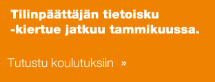 Tilinpäättäjän tietoisku -kiertue jatkuu tammikuussa.  Tutustu koulutuksiin